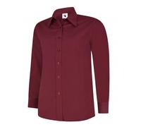 Donna Popeline Manica Lunga Camicia Ufficio Abbigliamento da Lavoro Formale Top