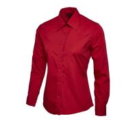 Donna Popeline Manica Lunga Camicia Ufficio Abbigliamento da Lavoro Formale Top