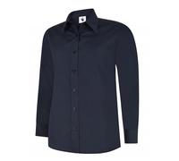 Donna Popeline Manica Lunga Camicia Ufficio Abbigliamento da Lavoro Formale Top