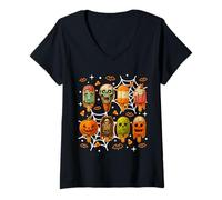 Donna Popsicle Summer Horror Halloween Gelato Divertente Summerween Maglietta con Collo a V