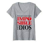 Donna Porque para Dios No Hay nada Imposible, Versículos bíblicos Maglietta con Collo a V