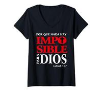 Donna Porque para Dios No Hay nada Imposible, Versículos bíblicos Maglietta con Collo a V
