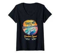 Donna Portami al Mediterraneo Beach Lover Vacation Vibes Maglietta con Collo a V