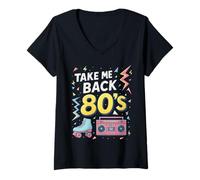 Donna Portami indietro al 80's Down Memory Lane Art Maglietta con Collo a V