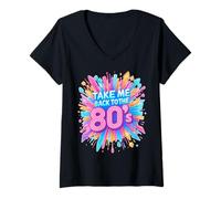 Donna Portami indietro al 80's Old School Time Illustrazione Maglietta con Collo a V