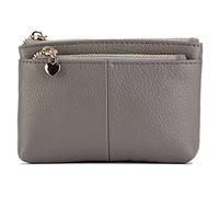 Donna Portamonete Borsello in vera pelle con Portachiavi Coin Purse（Grigio）