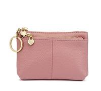 Donna Portamonete Borsello in vera pelle con Portachiavi Coin Purse（Rosa）