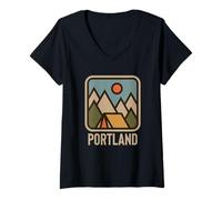 Donna Portland Maine Nature Vacation New England Souvenir Maglietta con Collo a V