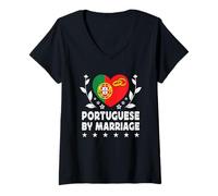 Donna Portuguese by Marriage Portuguese Wife Husband Portugal Flag Maglietta con Collo a V