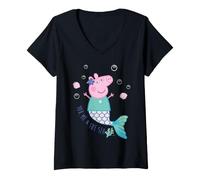 Donna Posa Magica della Sirena di Peppa Pig Happy Friends Forever Classic Maglietta con Collo a V