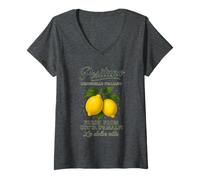 Donna Positano Amalfi Coast Retro Italian Lemons Maglietta con Collo a V