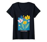 Donna Positive Floral Daisy Flower, Inspirational, Flower Power Maglietta con Collo a V