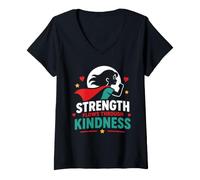 Donna Positive Quote Woman Strength Flows Through Kindness Maglietta con Collo a V