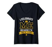 Donna Positive Self Love Motivation I Celebrate Me Maglietta con Collo a V