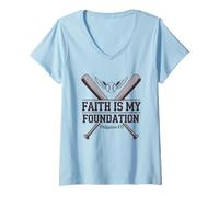 Donna Posso Fare Tutto Attraverso Cristo Philippians Baseball Maglietta con Collo a V
