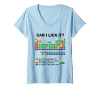 Donna Posso leccarlo Chimica Tavola Periodica degli Elementi Scienza Maglietta con Collo a V