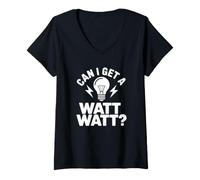 Donna Posso Ottenere Un Watt Watt? Elettricista Divertente Maglietta con Collo a V