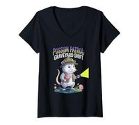 Donna Possum Patrol: Graveyard Shift Patrol Night Humor Divertente Maglietta con Collo a V