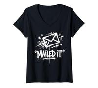 Donna Postal Service Mailwoman Postwoman Postman Mailed It Maglietta con Collo a V