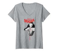 Donna Poster Artistico del Film Hammer Horror of Dracula Christopher Lee Maglietta con Collo a V