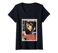 Donna Poster del Film Italiano di Dracula Il Vampiro, Christopher Lee Maglietta con Collo a V