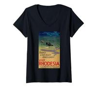 Donna Poster del Turismo Rhodesian There's A Lot More Down Under Maglietta con Collo a V