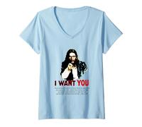 Donna Poster dell'Esercito di Gesù I Want You Uncle Sam Maglietta con Collo a V