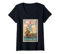 Donna Poster dell'Esercito territoriale del 1938 per l'Inghilterra e la libertà Maglietta con Collo a V