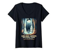 Donna Poster di Carlsbad Caverns National Park Underground Wonder Bat Maglietta con Collo a V