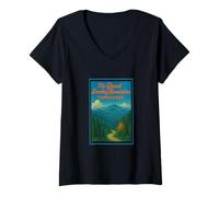 Donna Poster grafico Great Smokey Mountains TN Tennessee Maglietta con Collo a V