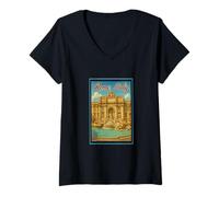 Donna Poster turistico vintage anni '50 Roma Italia 50 Maglietta con Collo a V