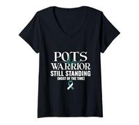 Donna Pots Warrior Still Standing - Consapevolezza Pots Maglietta con Collo a V