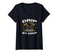 Donna pour Over Coffee Barista Drip By Drip Maglietta con Collo a V