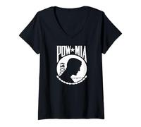 Donna Pow MIA Vietnam Veterinario Prigioniero di Guerra Maglietta con Collo a V