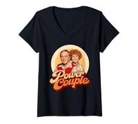 Donna Power Couple! Funny The Ropers Romp Vintage Three's Company Maglietta con Collo a V