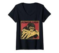 Donna Power Grip Baby Gorilla Stile Fumetto Maglietta con Collo a V