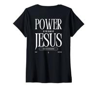 Donna Power in The Name of Jesus More Than Conquerors Fear Nothing Maglietta con Collo a V