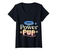 Donna Power Pup Kinky Humor Puppy Gioco di Ruolo Maglietta con Collo a V