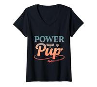 Donna Power Pup Kinky Humor Puppy Gioco di Ruolo Maglietta con Collo a V