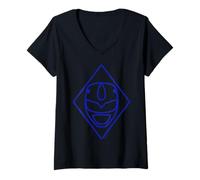 Donna Power Ranger Blue Square Maglietta con Collo a V