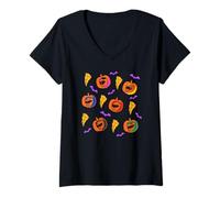 Donna Power Rangers Halloween Pumpkin Rangers Collage Maglietta con Collo a V