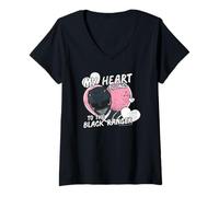 Donna Power Rangers My Heart Belongs To The Black Ranger Vintage Maglietta con Collo a V