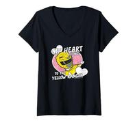 Donna Power Rangers My Heart Belongs To The Yellow Ranger Vintage Maglietta con Collo a V