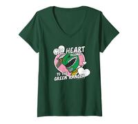 Donna Power Rangers My Hearth Belongs To The Green Ranger Distress Maglietta con Collo a V