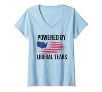 Donna Powered By Liberal Tears Flag Anti Liberal Make Liberals Cry Maglietta con Collo a V