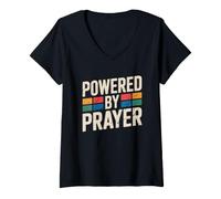 Donna Powered By Prayer Maglietta con Collo a V