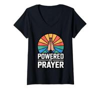 Donna Powered By Prayer Maglietta con Collo a V