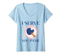 Donna Powered By Spin & Bad Decisions Funny Retro Table Tennis Maglietta con Collo a V