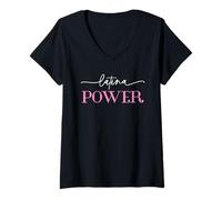 Donna Powerful Latina Power Shirt Hispanic Heritage Maglietta con Collo a V