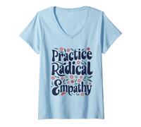 Donna Practice Radical Empathy - Groovy Floral Gentile Messaggio Maglietta con Collo a V